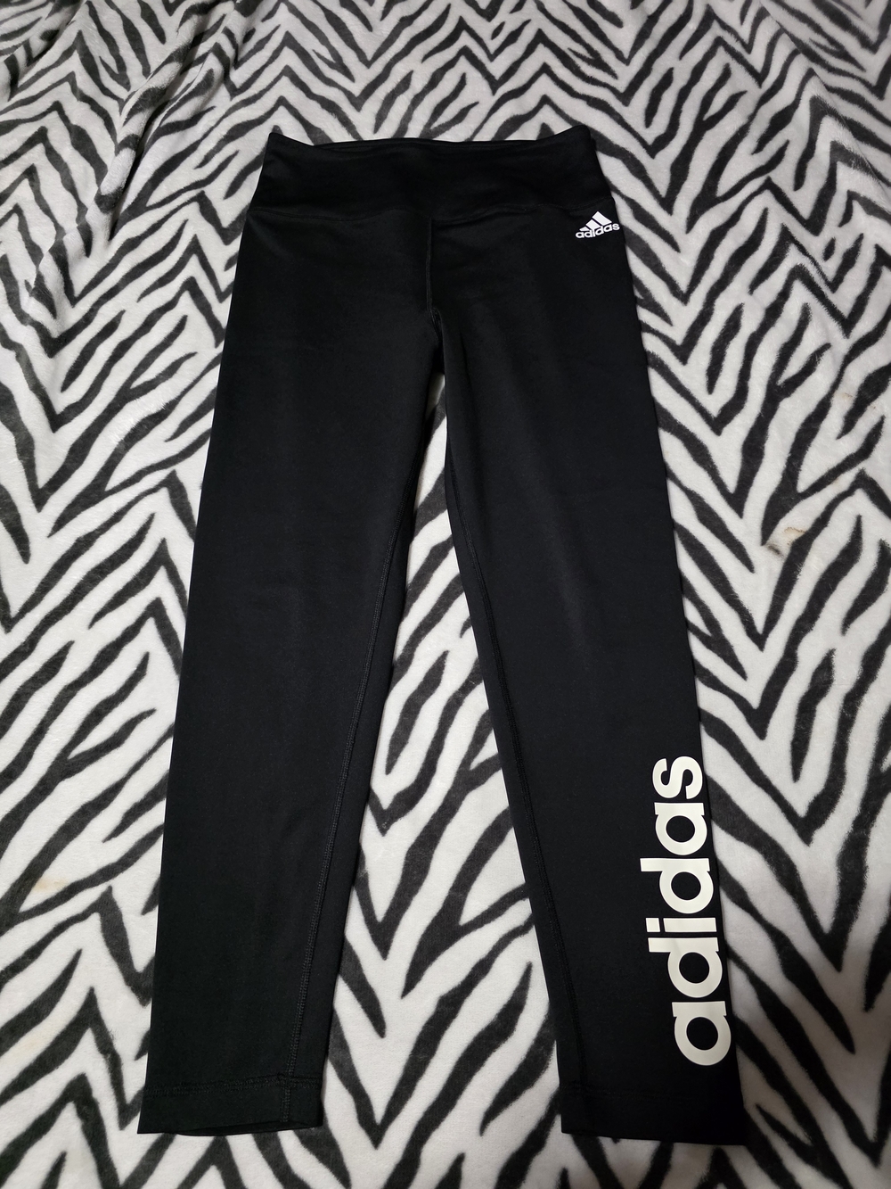 adidas Black Leggings with White Side Logo